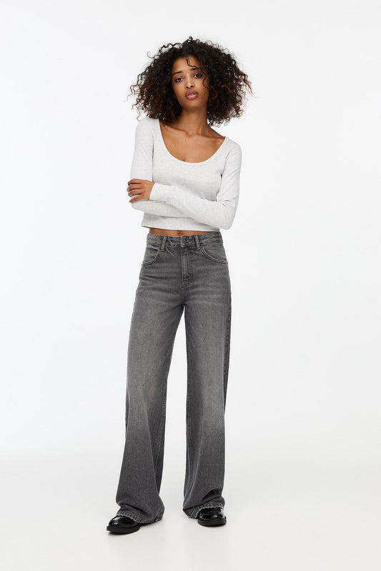 04 PB Highwaist wide leg jeans grey