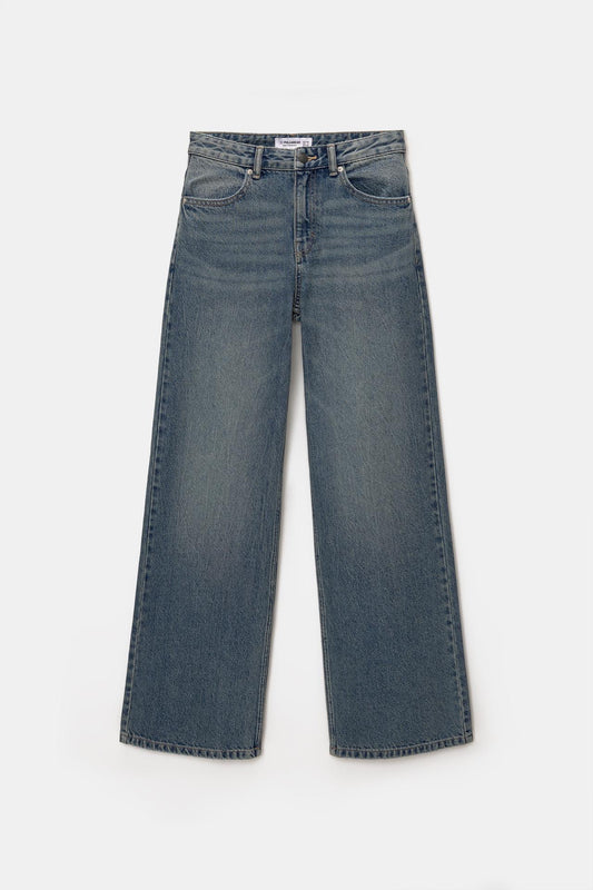 01 Pb Highwaist wide leg jeans dusty blue color