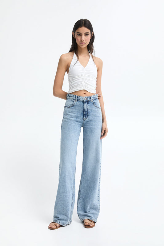 03 Pb Highwaist wide leg jeans Light blue color