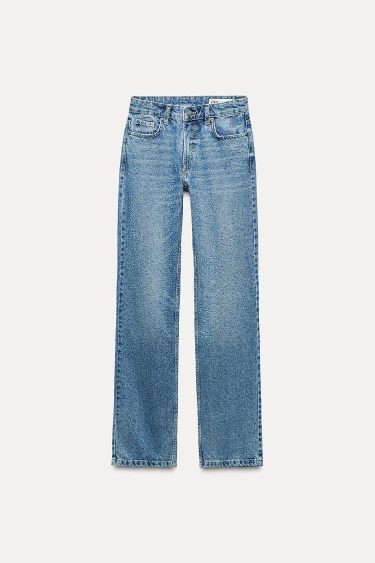 【INCHANT ME】[unisex] Rivet Bijou Long Wide Denim Amazon.com: Upcycling Blue Denim Jeans Punk Brass Rivet