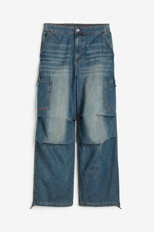 Mh Unisex Denim parachute cargo pant