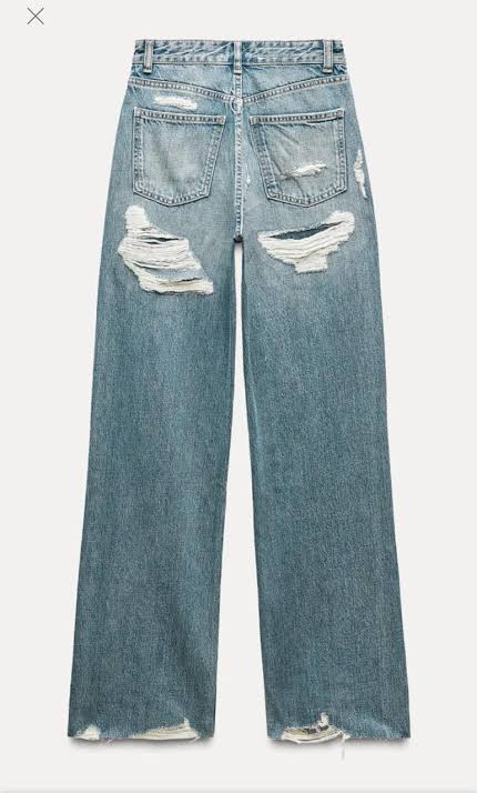 0002 ZR Highwaist distress wideleg jean