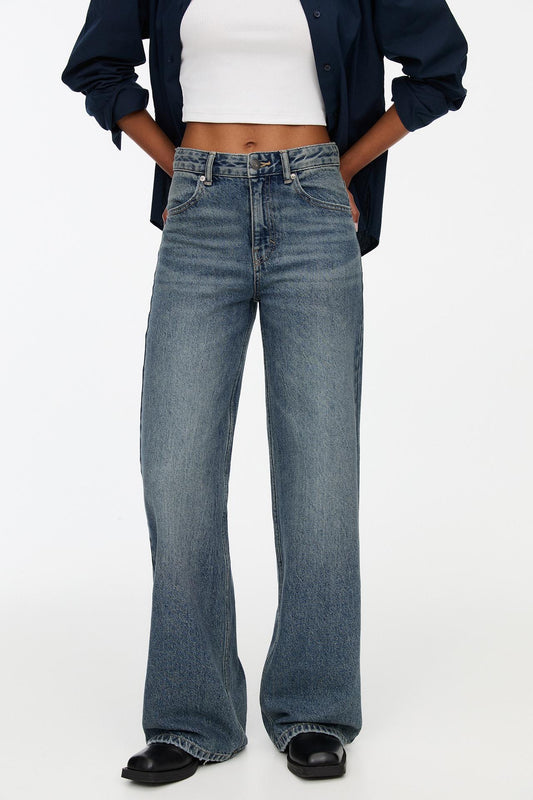 01 Pb Highwaist wide leg jeans dusty blue color