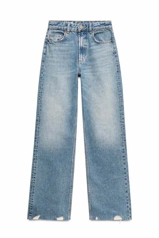 0002 ZR Highwaist distress wideleg jean