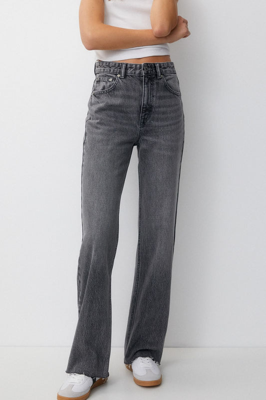 PB High waist Straight Fit denim grey