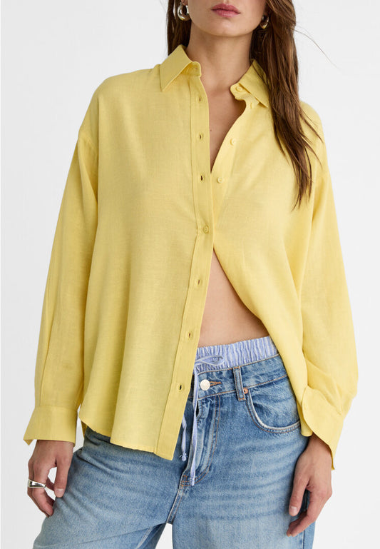 Oversize Linen blend shirt Yellow