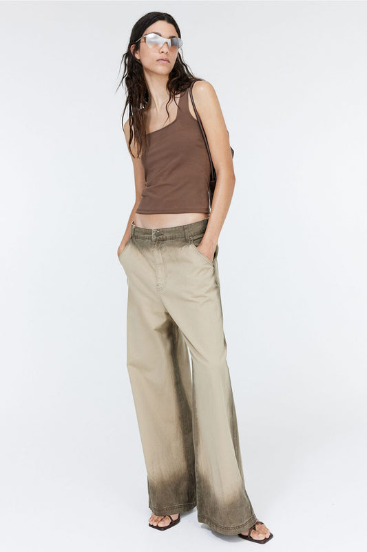 MH cotton twill wide leg trouser