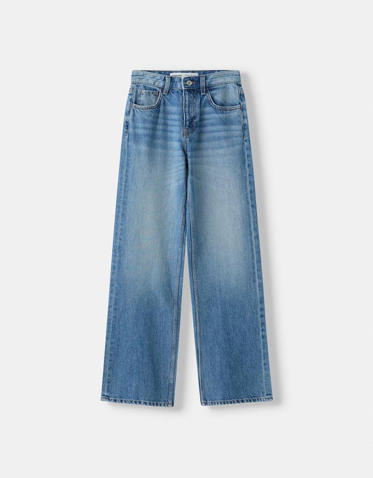 2024 BK Highwaist wide leg jeans midnlue