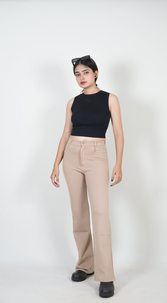 Premium Highwaist flared trouser dark beige