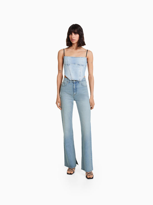 Bk Highwaist flare jeans light blue