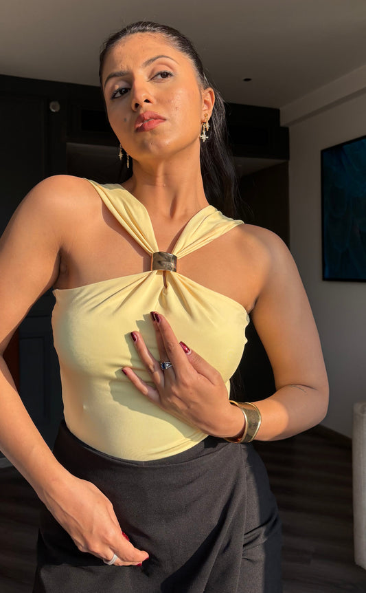 Buttercup Luxe Ring-Detail Polyamide Halter Top