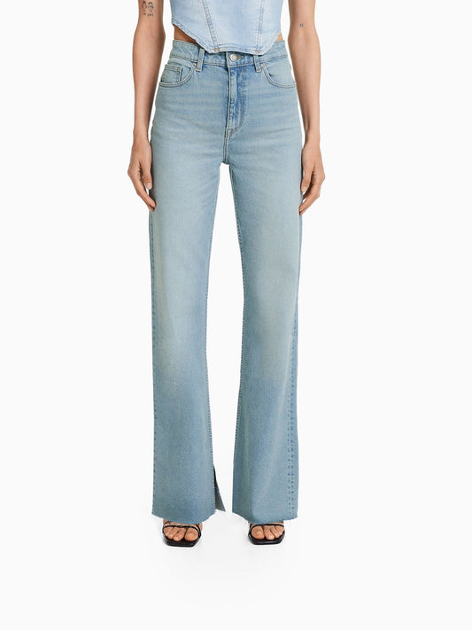 Bk Highwaist flare jeans light blue