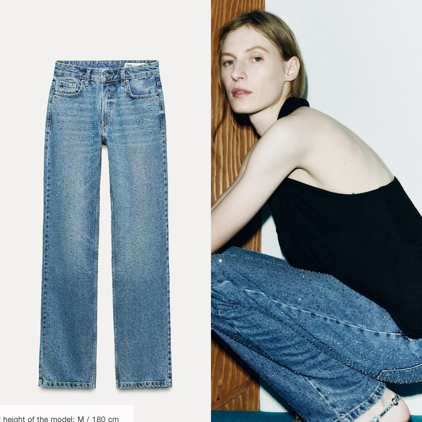 001 ZR rhinestone studded straight fit Jeans – Style Fashion