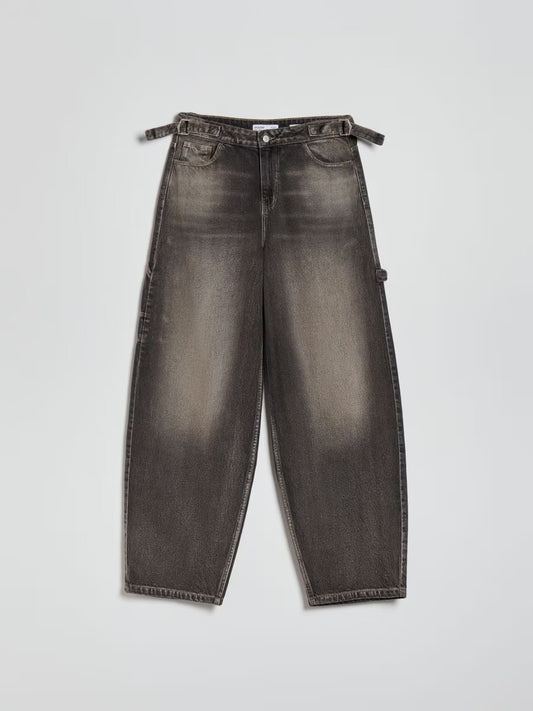 009 Unisex Baggy carpenter jeans washed charcol brown