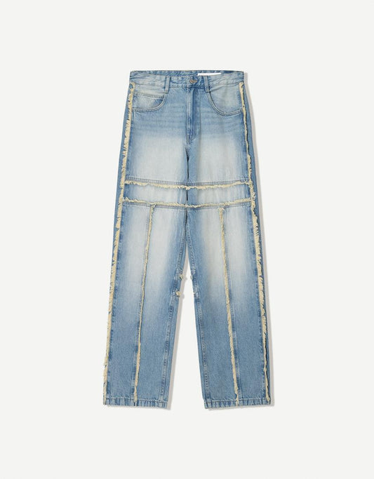 0001 Unisex Panelled straightfit Denim Jeans