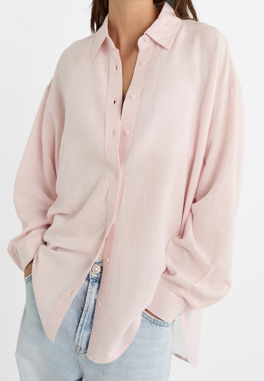 Oversize linen blend shirt Babypink