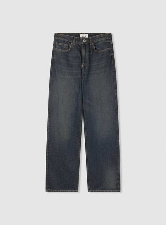 003 TNV high rise dark blue wash wide leg jeans