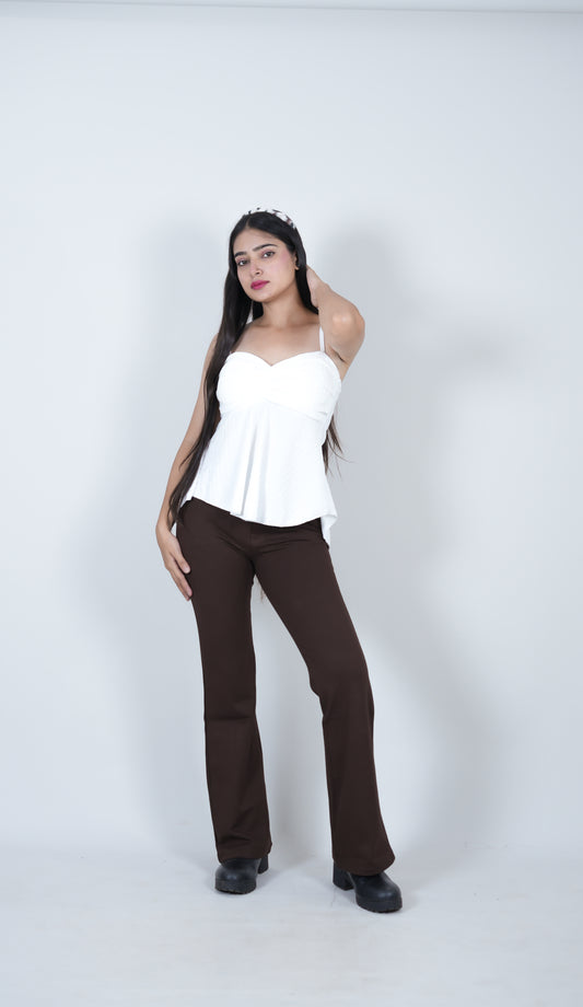 Premium flared trouser Brown Highwaist