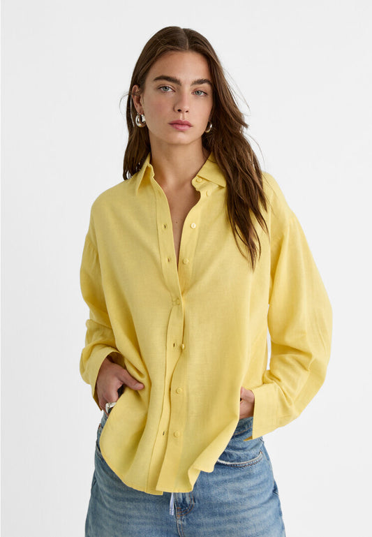 Oversize Linen blend shirt Yellow