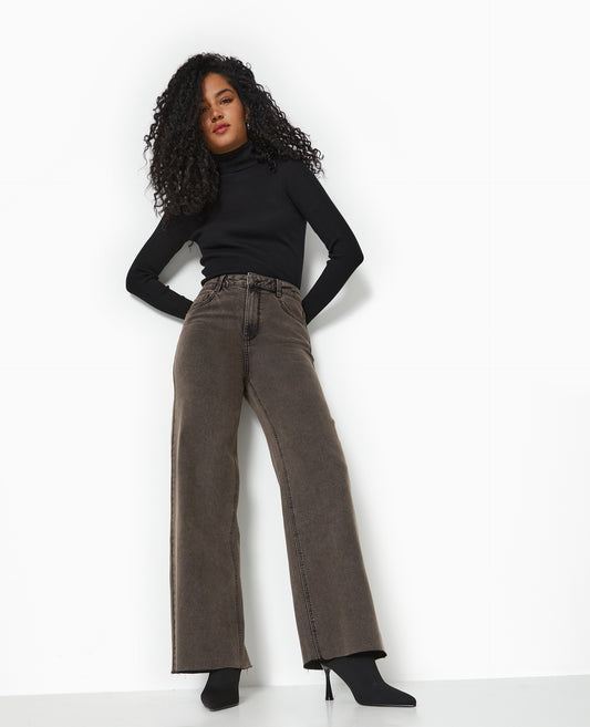 Denim pmk Highwaist wide leg jeans brown