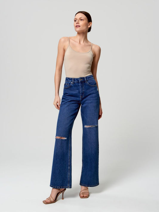 SIN Highwaist ripped wide leg jeans