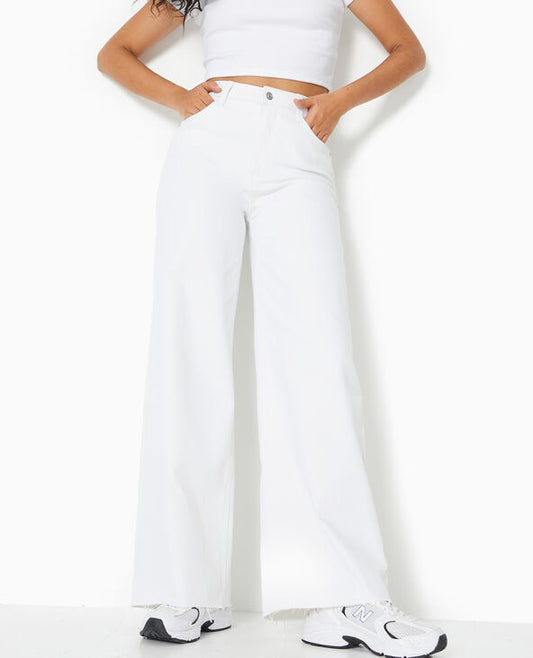 Denim Highwaist wide leg jeans white pk