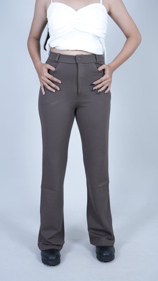 Premium flared trouser light brown