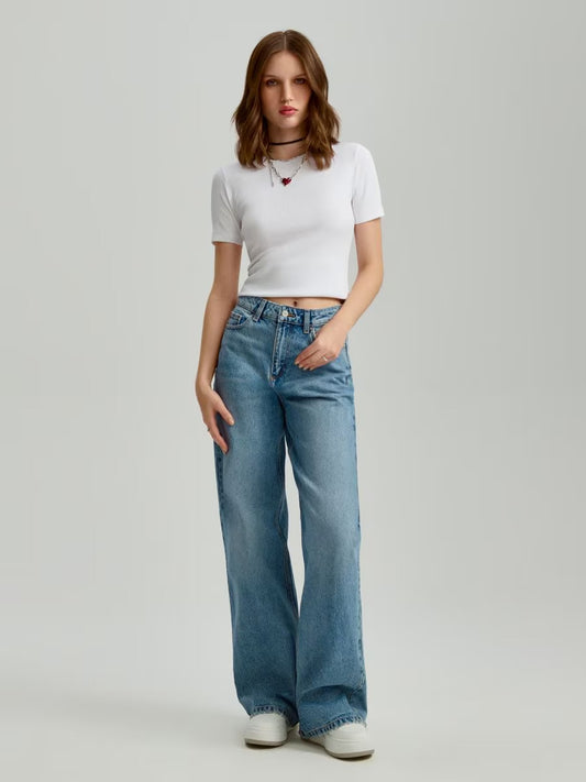 2025 HS Medium blue wide leg Jeans