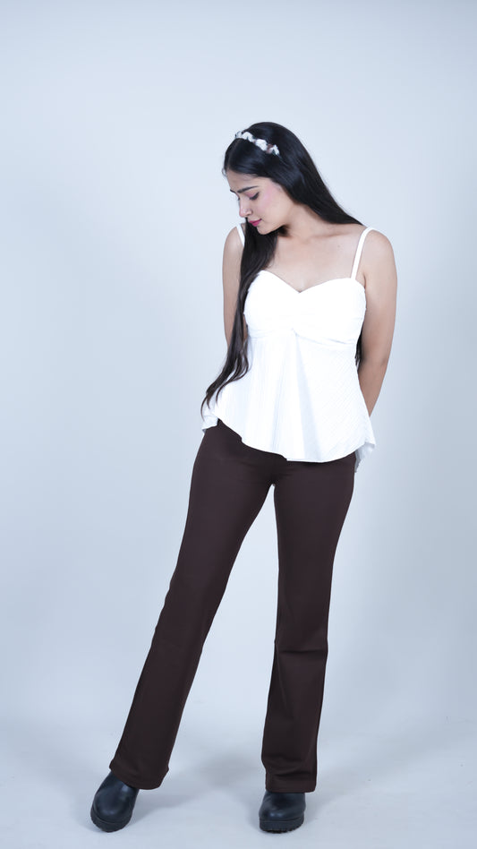 Premium flared trouser Brown Highwaist