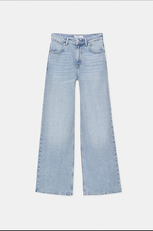 002 PB High-Waist Wide-Leg Jeans – Light Blue Wash
