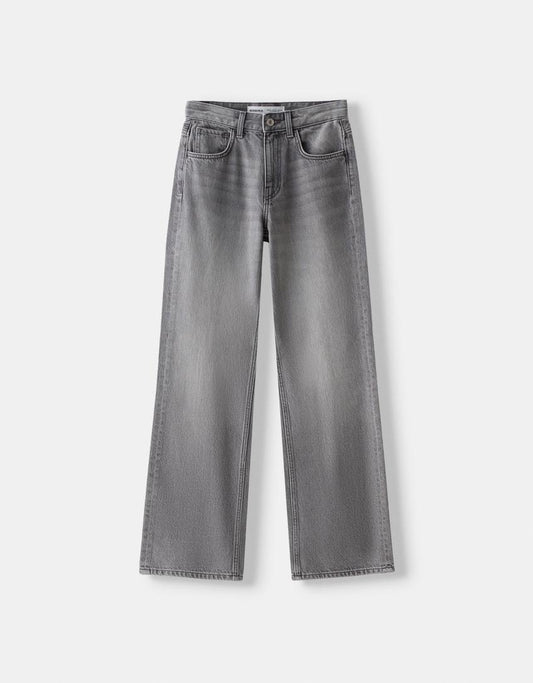 2024 bsk grey Highwaist wide leg Jeans