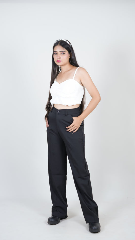 Imp Highwaist Korean loose straight fit trouser black