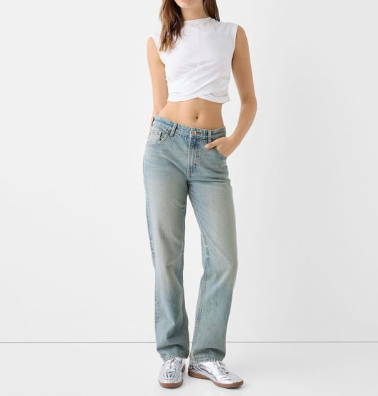 BK Premium High Rise Straight-fit Jeans light blue