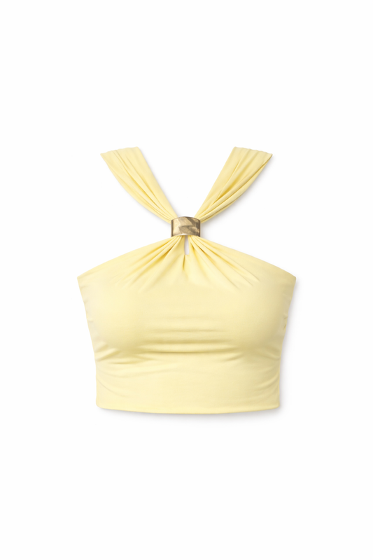 Buttercup Luxe Ring-Detail Polyamide Halter Top