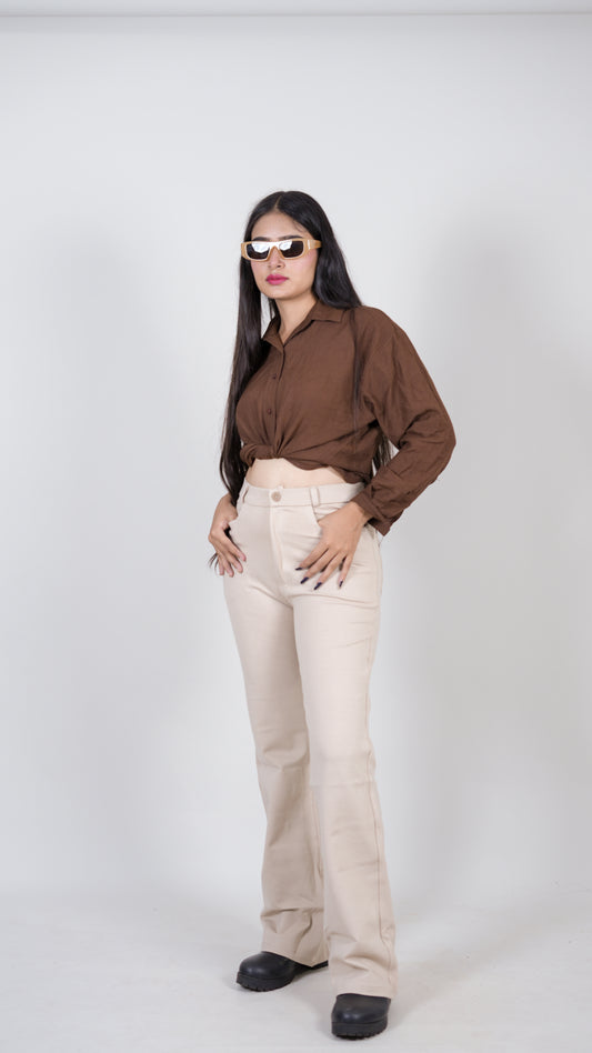 Premium flared trouser light beige