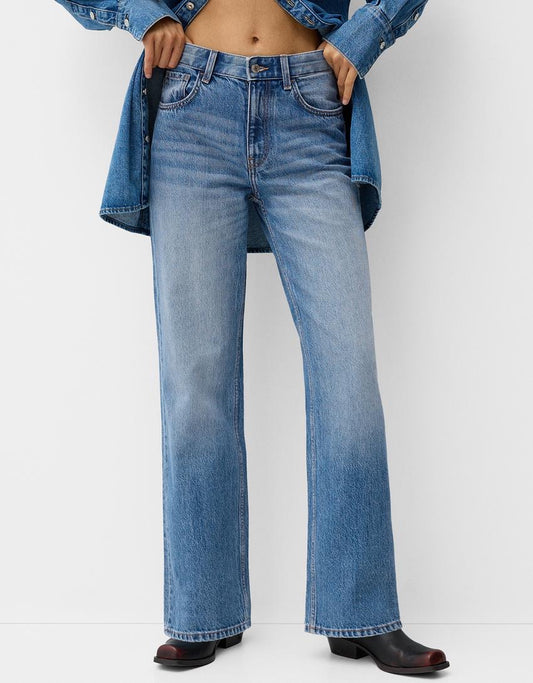 2024 BK Highwaist wide leg jeans midnlue