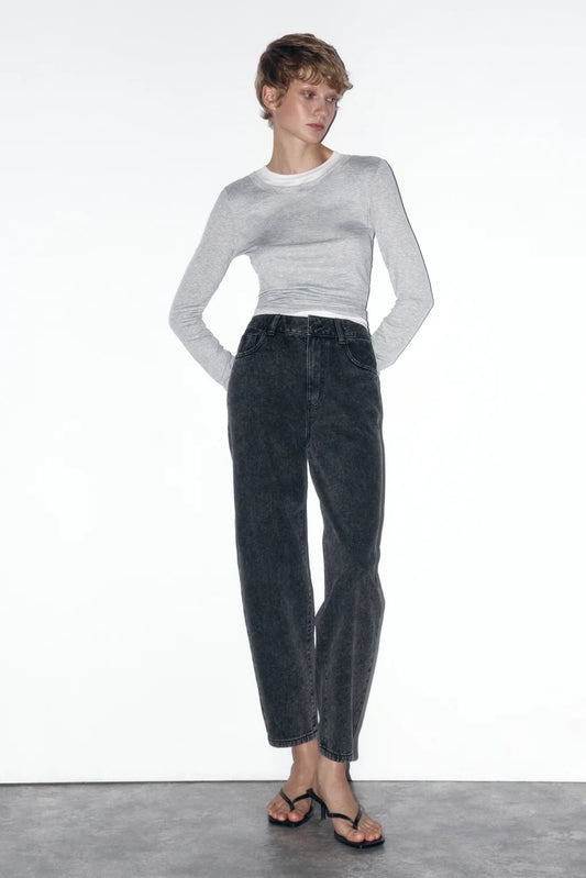 Charcoal black mom fit jeans