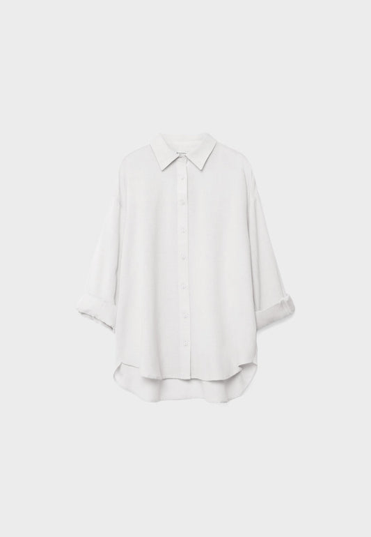 Oversize linen blend shirt white